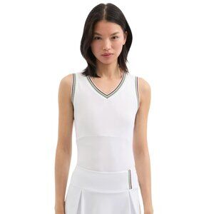 790. VERONICA BEARD x HEAD Spin Striped-Trim White Tank Top $90 EUC Small